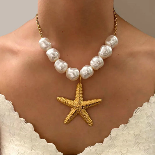 Ocean Pearl and Star Necklace